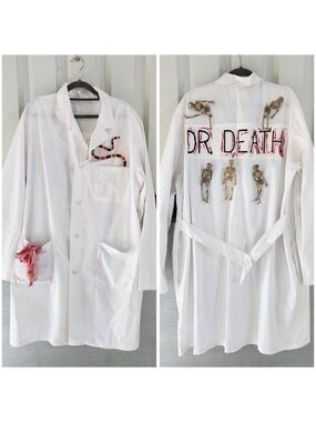 Dr. Death XL Handmade Halloween costume Blood snake Skeletons White coat Doctor